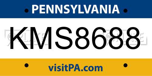 KMS8688 Pennsylvania License Plate