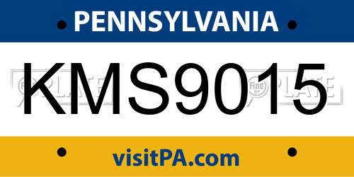 KMS9015 Pennsylvania License Plate