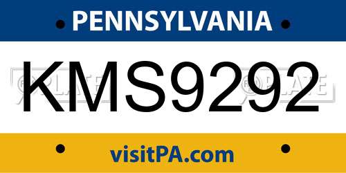 KMS9292 Pennsylvania License Plate