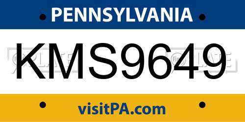 KMS9649 Pennsylvania License Plate