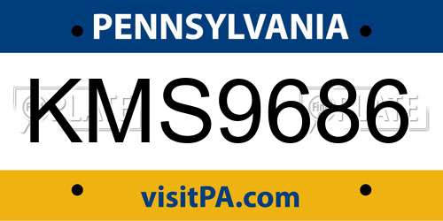 KMS9686 Pennsylvania License Plate