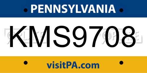 KMS9708 Pennsylvania License Plate