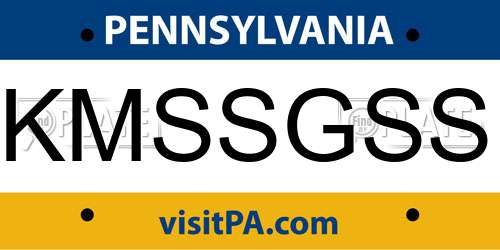 KMSSGSS Pennsylvania License Plate