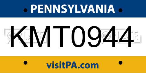 KMT0944 Pennsylvania License Plate