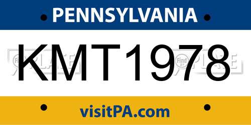 KMT1978 Pennsylvania License Plate