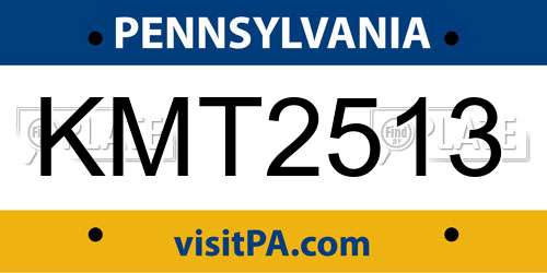 KMT2513 Pennsylvania License Plate