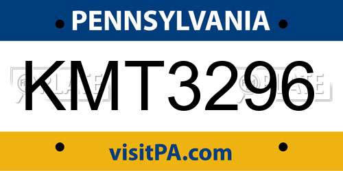 KMT3296 Pennsylvania License Plate