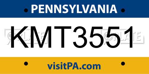 KMT3551 Pennsylvania License Plate