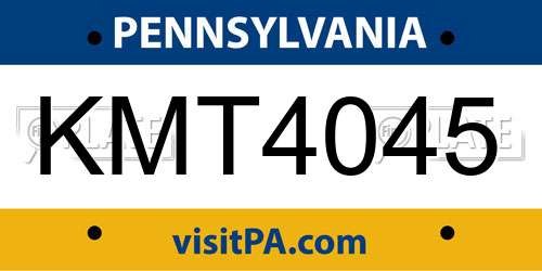 KMT4045 Pennsylvania License Plate