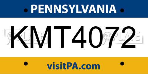 KMT4072 Pennsylvania License Plate