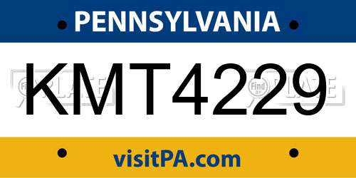 KMT4229 Pennsylvania License Plate