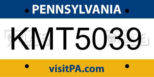 KMT5039 Pennsylvania License Plate