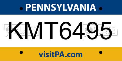 KMT6495 Pennsylvania License Plate