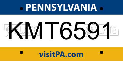 KMT6591 Pennsylvania License Plate