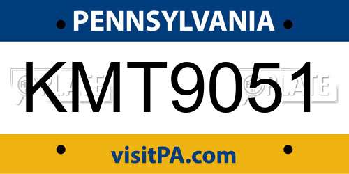 KMT9051 Pennsylvania License Plate