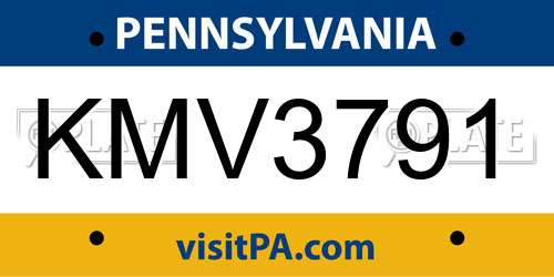 KMV3791 Pennsylvania License Plate