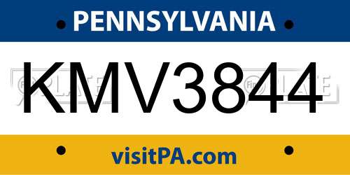 KMV3844 Pennsylvania License Plate