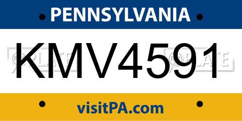 KMV4591 Pennsylvania License Plate