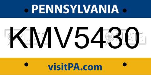 KMV5430 Pennsylvania License Plate