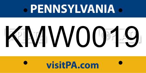 KMW0019 Pennsylvania License Plate