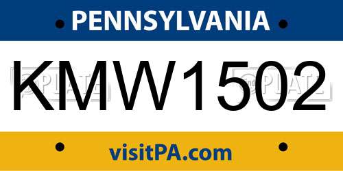KMW1502 Pennsylvania License Plate