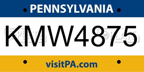 KMW4875 Pennsylvania License Plate