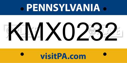 KMX0232 Pennsylvania License Plate