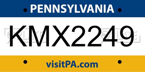 KMX2249 Pennsylvania License Plate