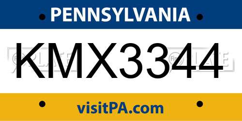 KMX3344 Pennsylvania License Plate