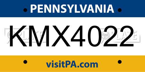 KMX4022 Pennsylvania License Plate