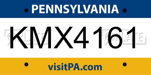 KMX4161 Pennsylvania License Plate