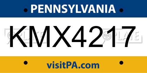 KMX4217 Pennsylvania License Plate