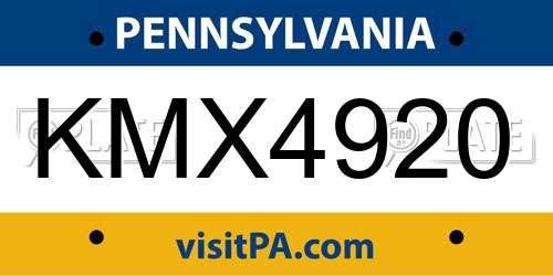 KMX4920 Pennsylvania License Plate