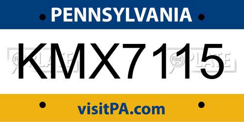 KMX7115 Pennsylvania License Plate