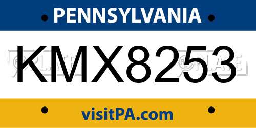 KMX8253 Pennsylvania License Plate