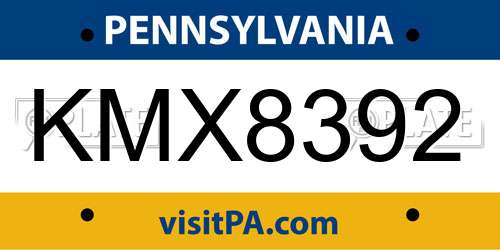 KMX8392 Pennsylvania License Plate