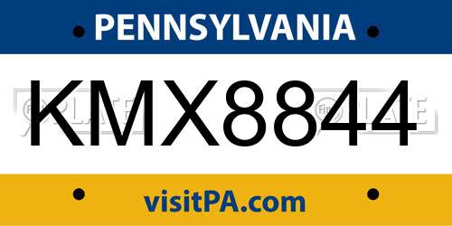 KMX8844 Pennsylvania License Plate