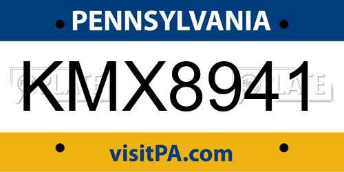 KMX8941 Pennsylvania License Plate