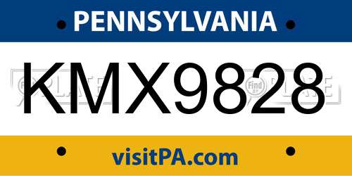 KMX9828 Pennsylvania License Plate
