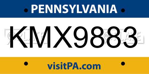 KMX9883 Pennsylvania License Plate