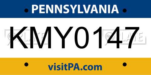 KMY0147 Pennsylvania License Plate