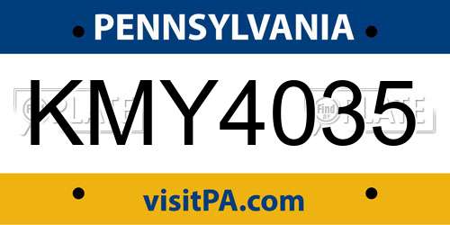 KMY4035 Pennsylvania License Plate