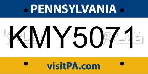 KMY5071 Pennsylvania License Plate