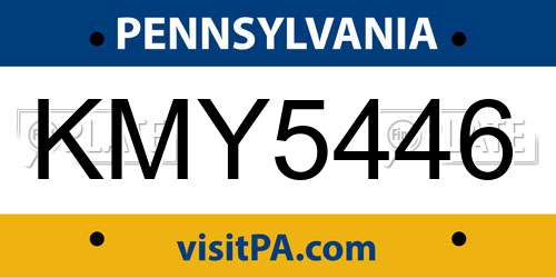 KMY5446 Pennsylvania License Plate