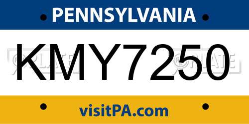 KMY7250 Pennsylvania License Plate