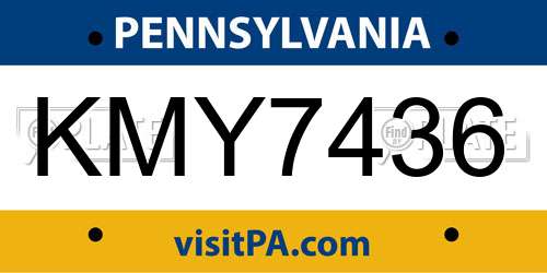 KMY7436 Pennsylvania License Plate