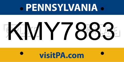 KMY7883 Pennsylvania License Plate