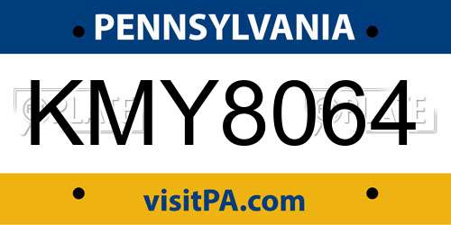 KMY8064 Pennsylvania License Plate