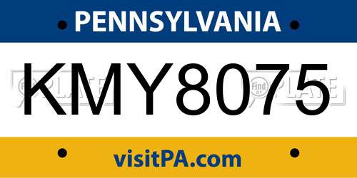KMY8075 Pennsylvania License Plate