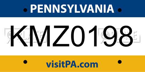 KMZ0198 Pennsylvania License Plate